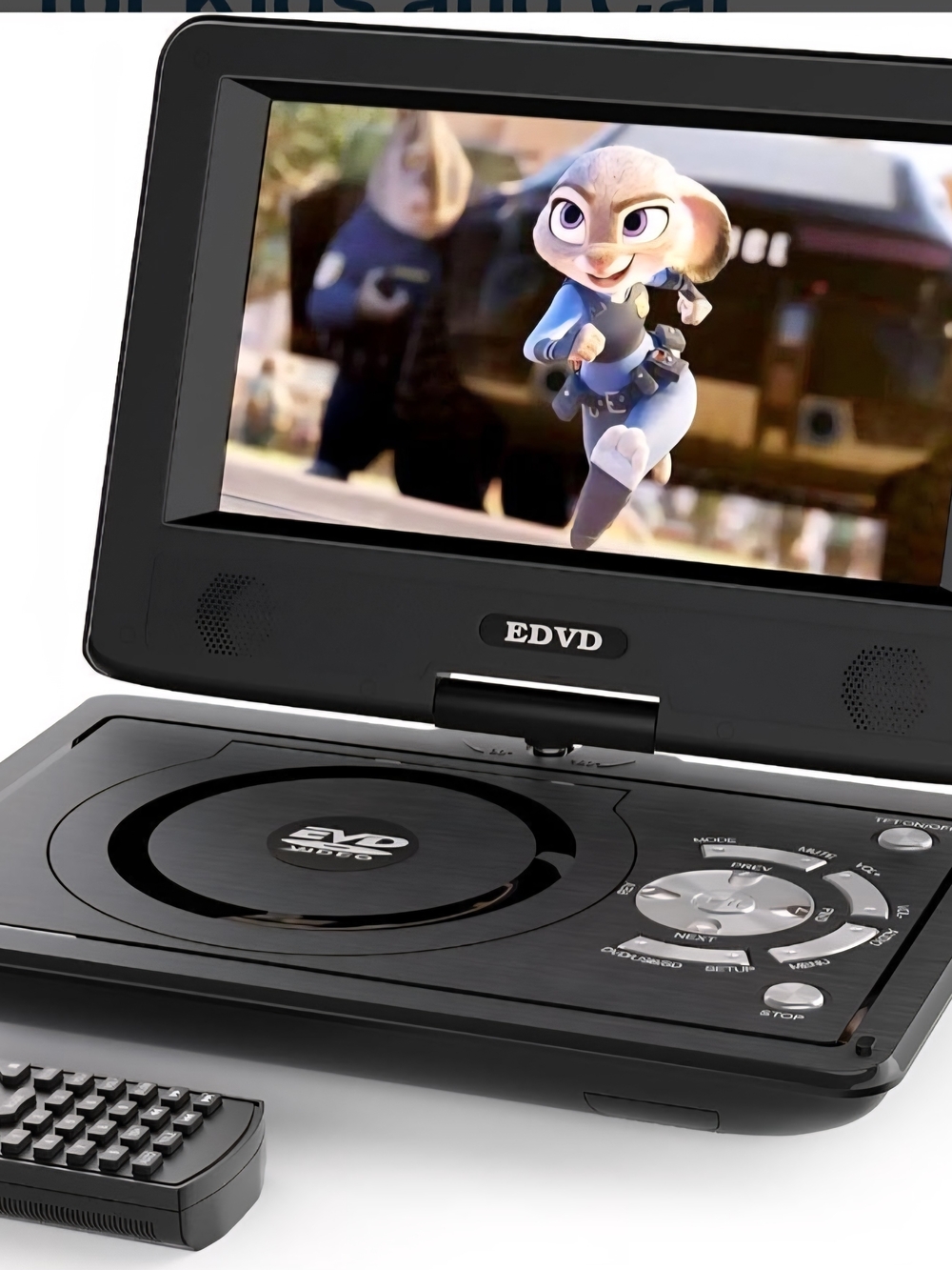 NEW Portable 11.5 Inch DVD Player - Black Remote Car Adapter, Plug Cord
